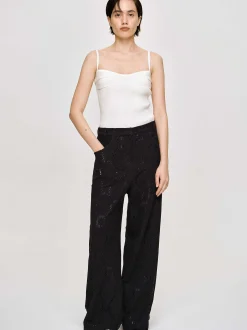 Women Source Unknown Clothing-Sevilla Crochet Wide Trousers, Black