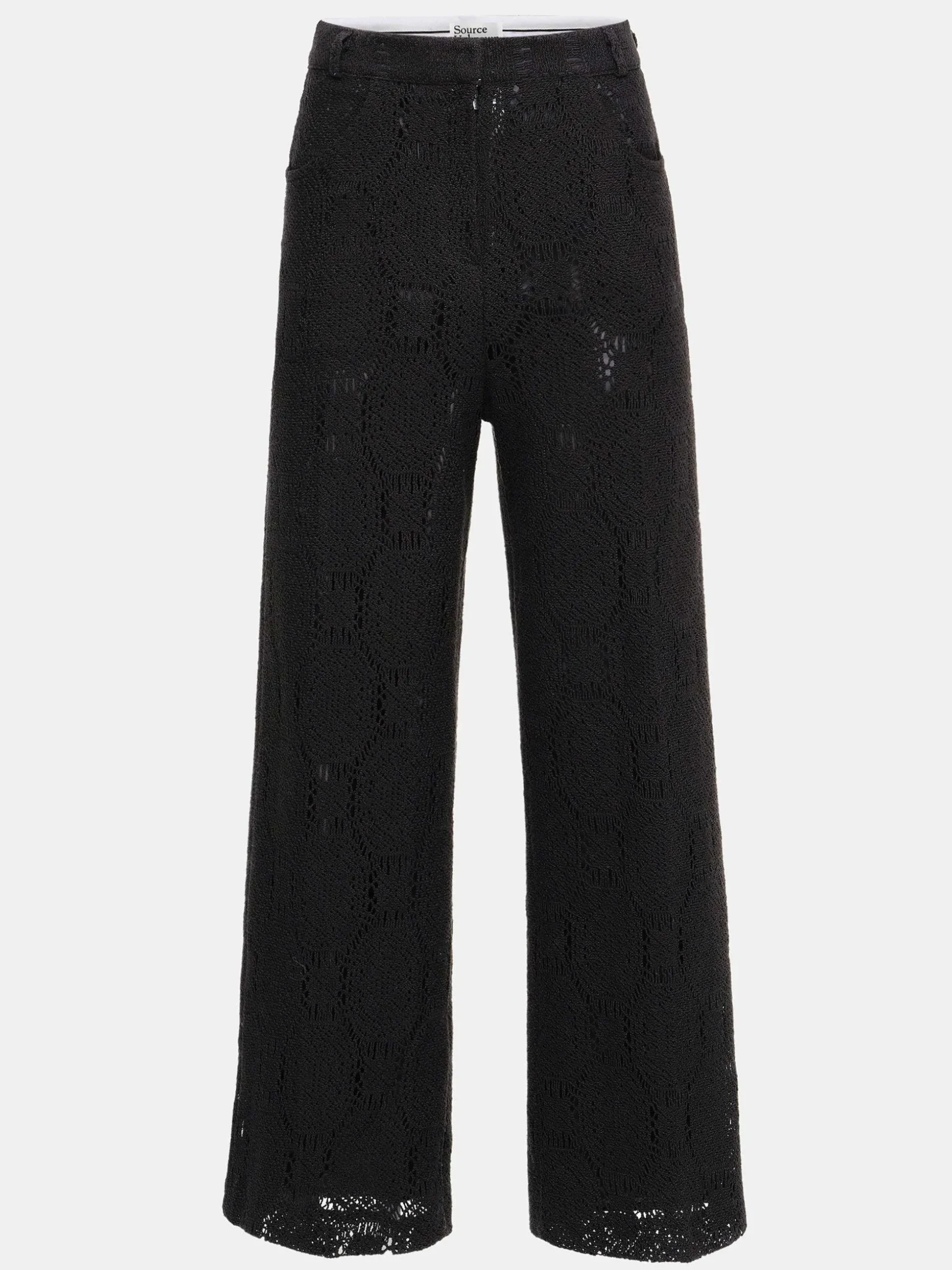 Women Source Unknown Clothing-Sevilla Crochet Wide Trousers, Black