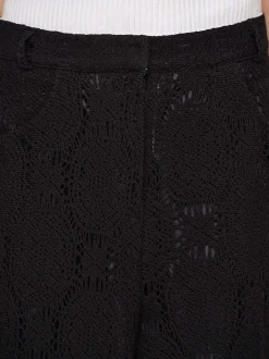 Women Source Unknown Clothing-Sevilla Crochet Wide Trousers, Black
