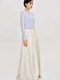 Women Source Unknown Knitwear-Sheer Sleeve Knit, Sky Blue