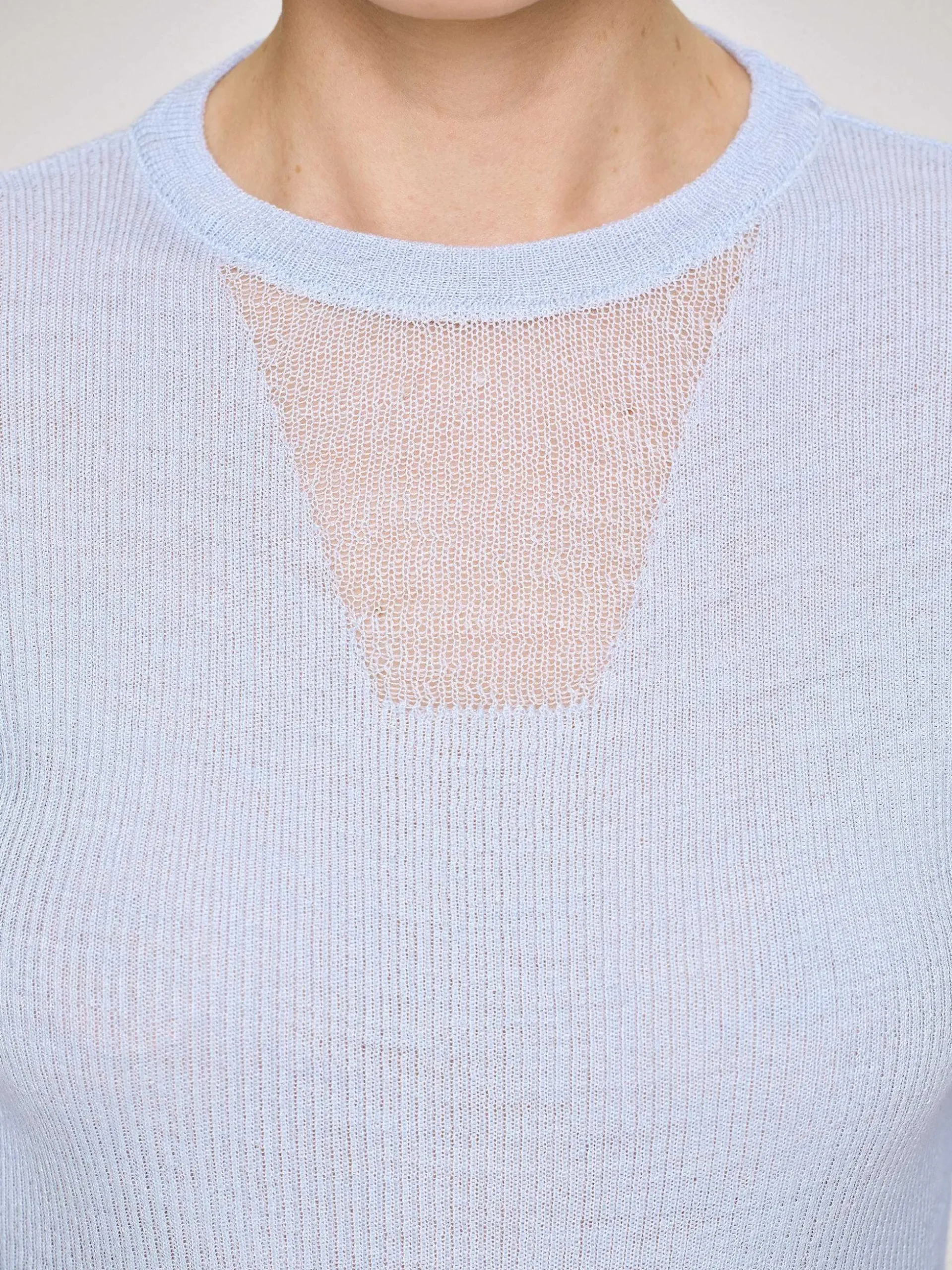 Women Source Unknown Knitwear-Sheer Sleeve Knit, Sky Blue