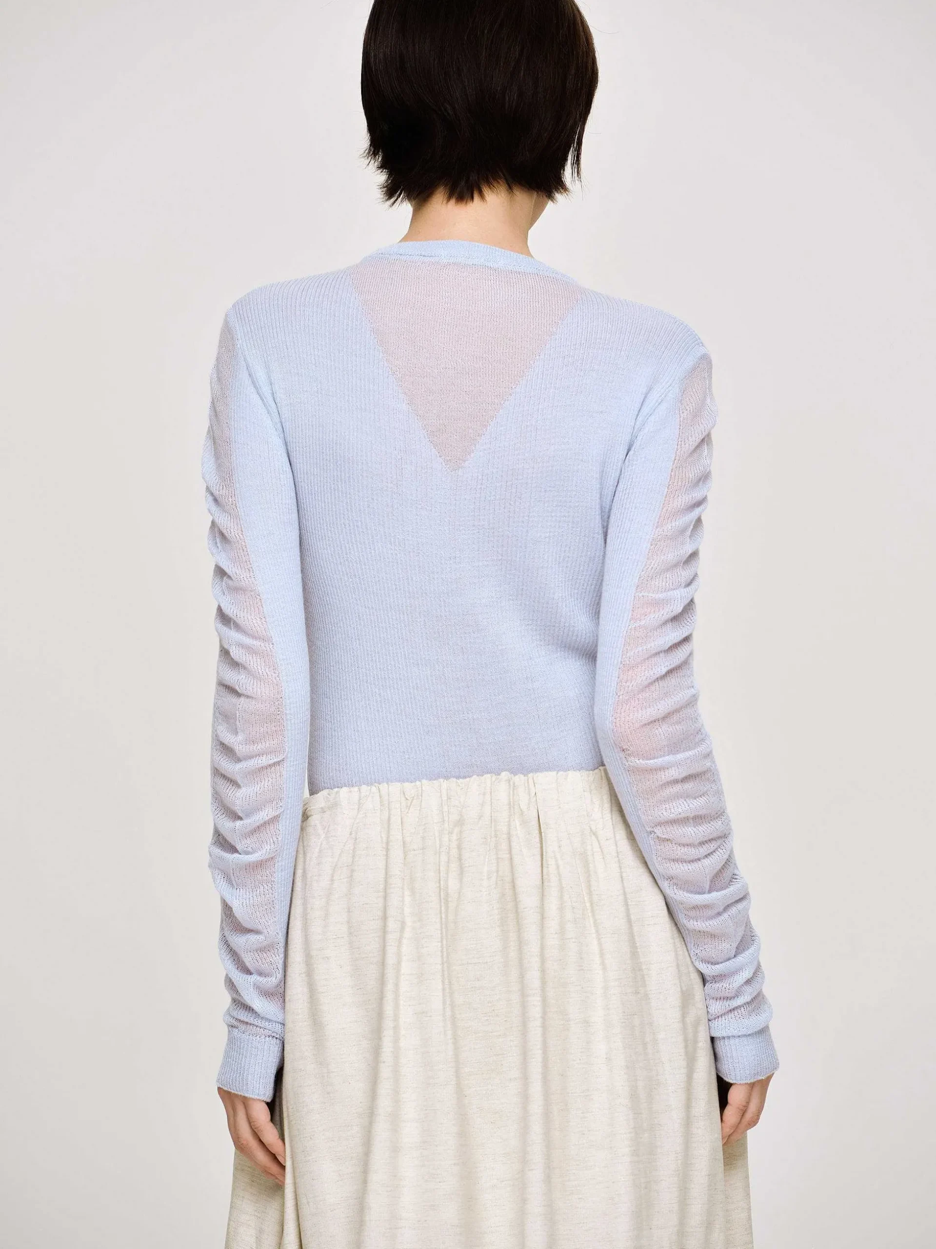 Women Source Unknown Clothing-Sheer Sleeve Knit, Sky Blue