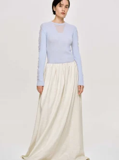 Women Source Unknown Clothing-Sheer Sleeve Knit, Sky Blue