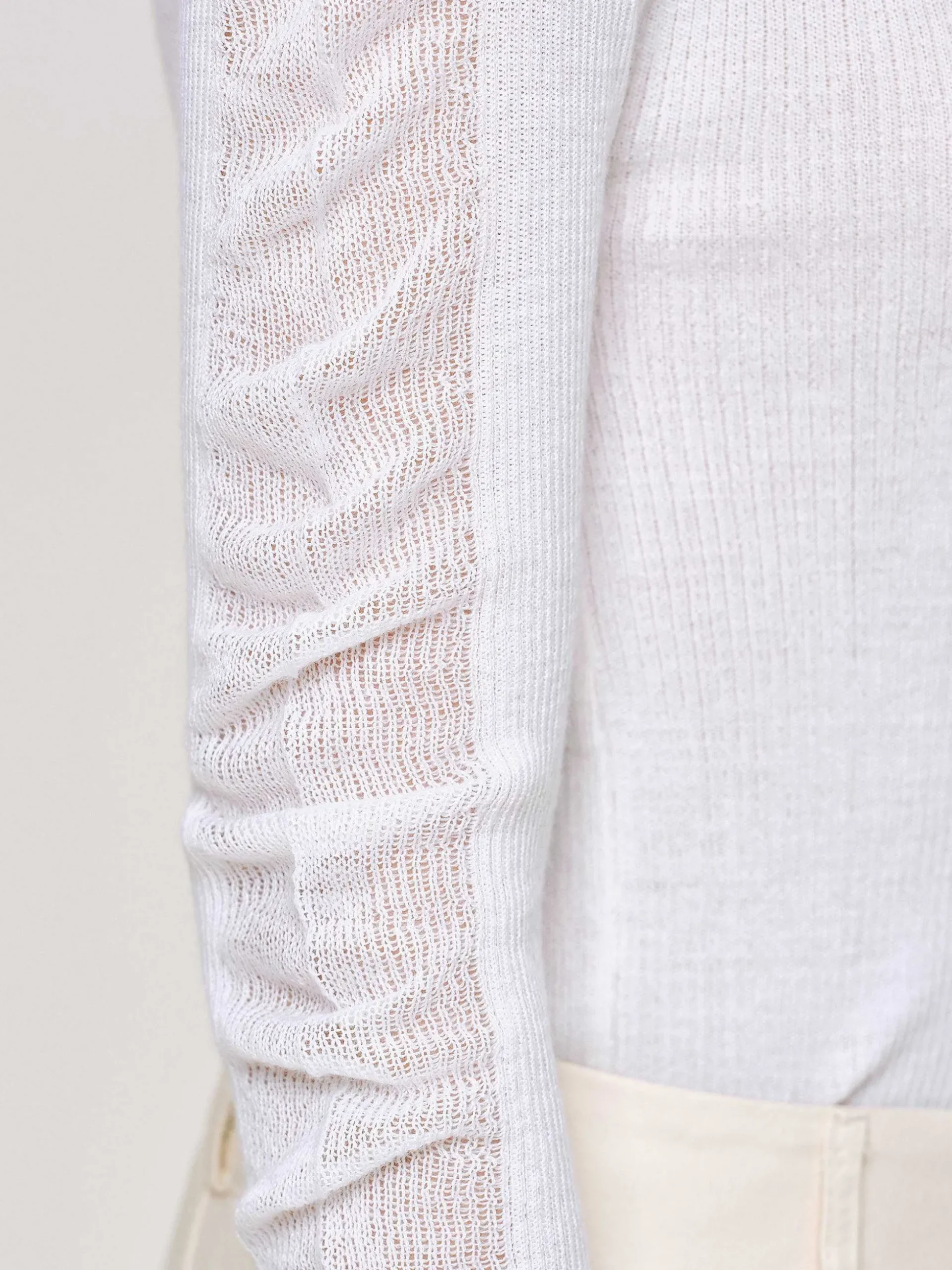 Women Source Unknown Knitwear-Sheer Sleeve Knit, White