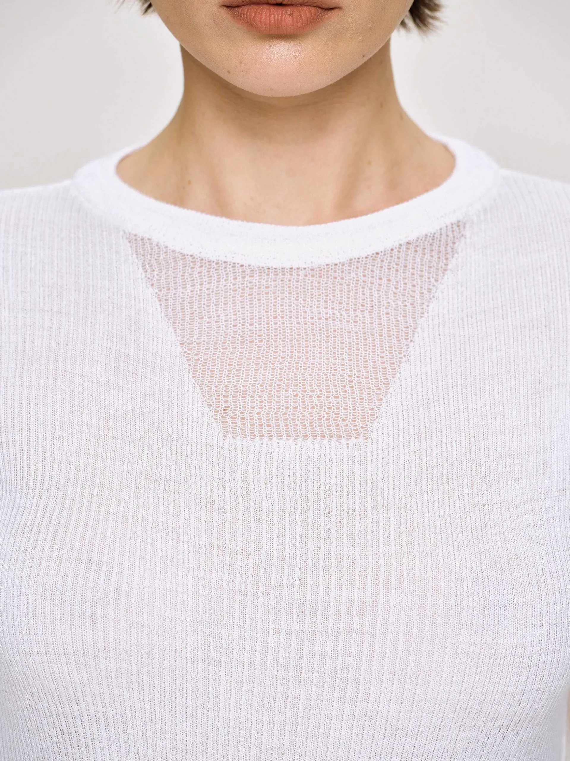 Women Source Unknown Clothing-Sheer Sleeve Knit, White