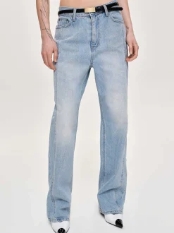 Women Source Unknown Denim-Side Paneled Straight Jeans, Light Washed Blue