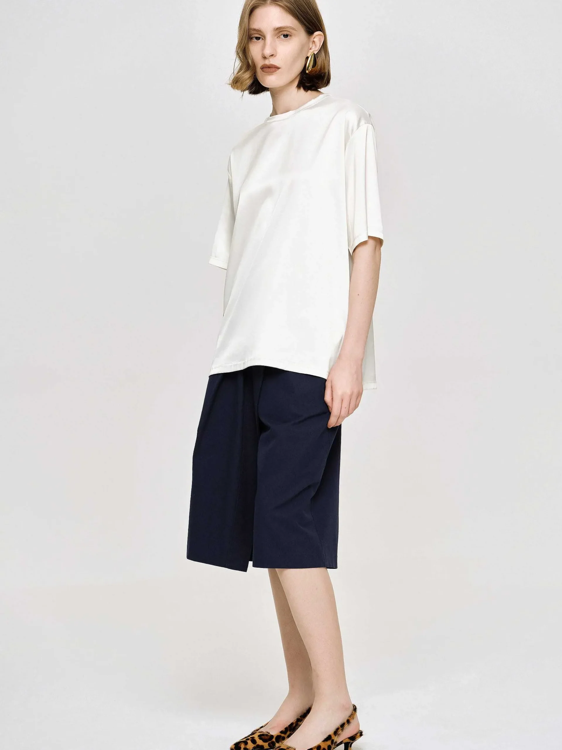 Women Source Unknown Accessories-Silky Satin T-Shirt, White