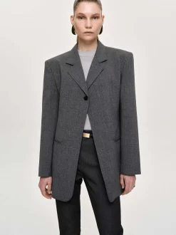 Women Source Unknown Clothing-Single-Button Blazer, Charcoal