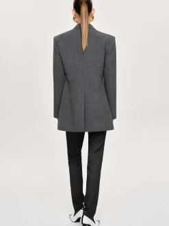 Women Source Unknown Clothing-Single-Button Blazer, Charcoal