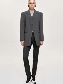 Women Source Unknown Clothing-Single-Button Blazer, Charcoal