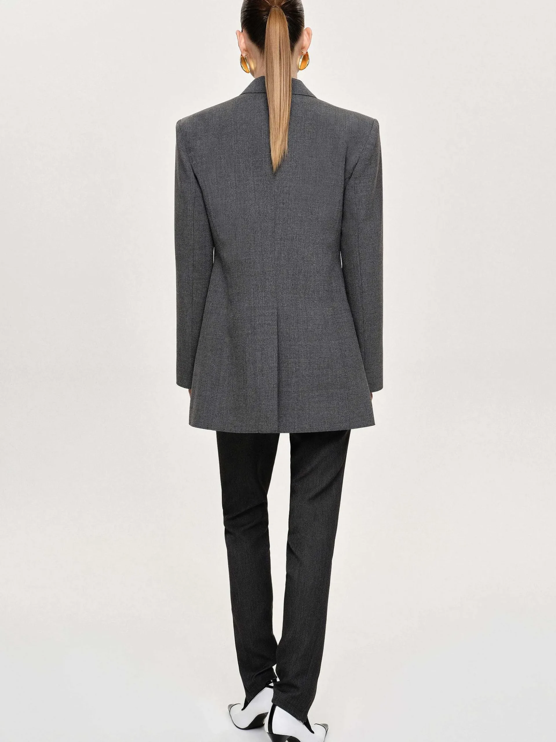 Women Source Unknown Outerwear-Single-Button Blazer, Charcoal