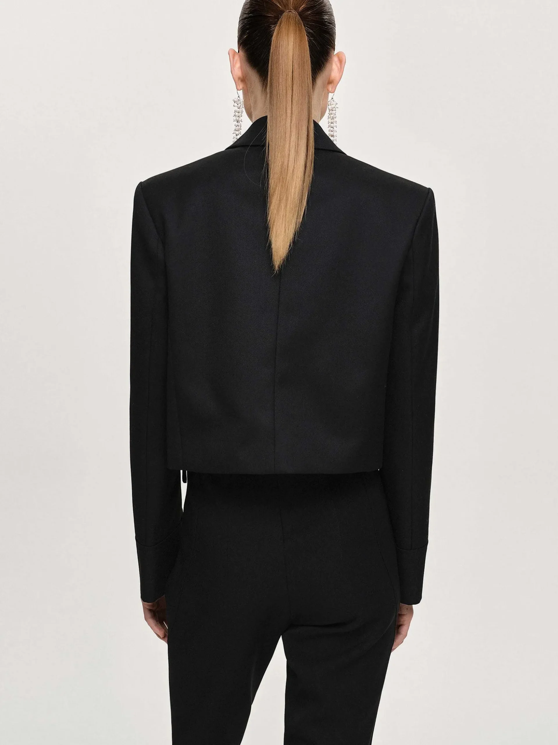 Women Source Unknown Accessories-Sisilia Bow Cropped Blazer, Black