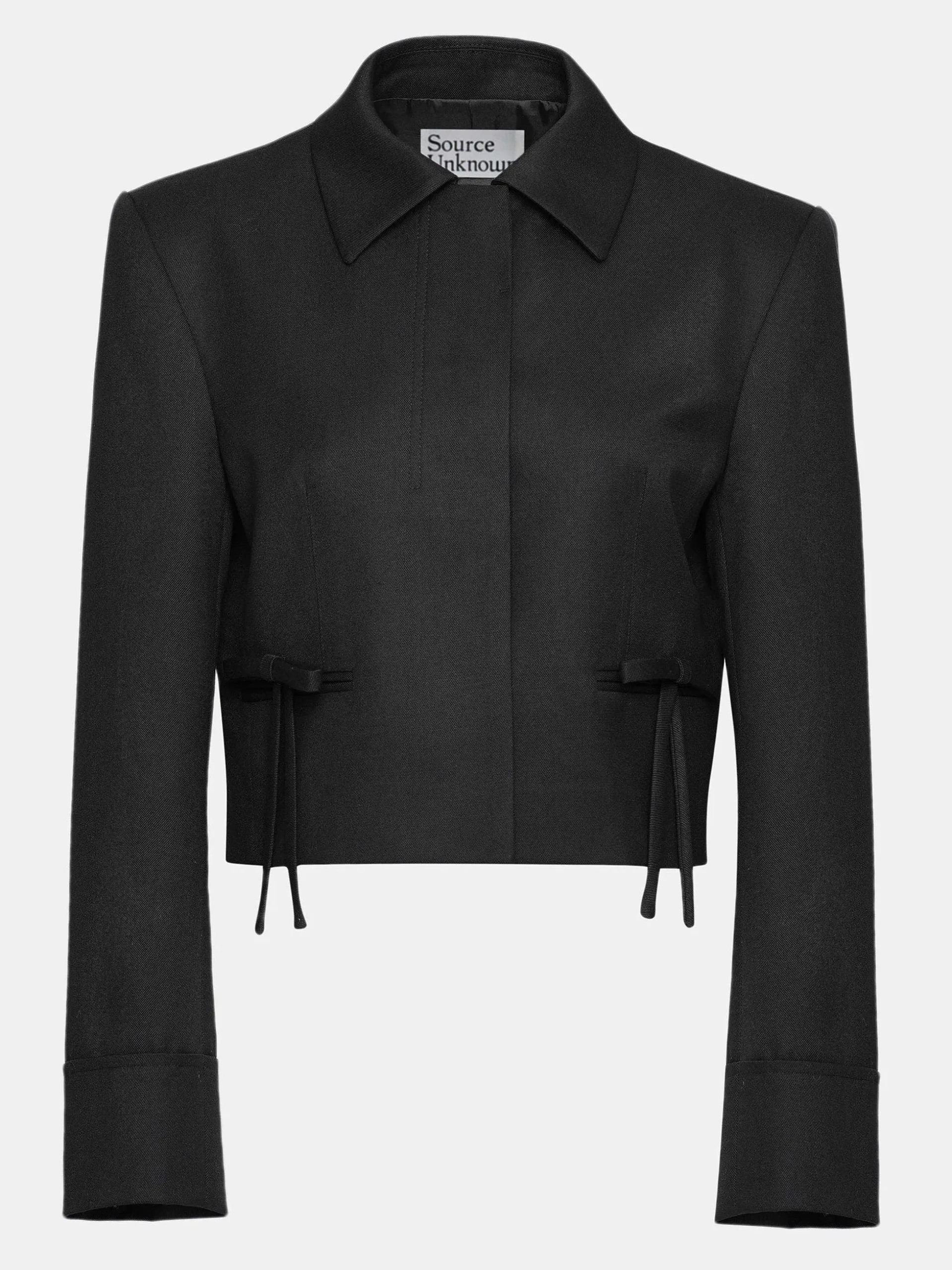 Women Source Unknown Accessories-Sisilia Bow Cropped Blazer, Black