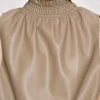 Women Source Unknown Accessories-Sleeveless Leather Top, Beige