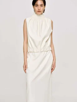 Women Source Unknown Accessories-Sleeveless Leather Top, Ivory