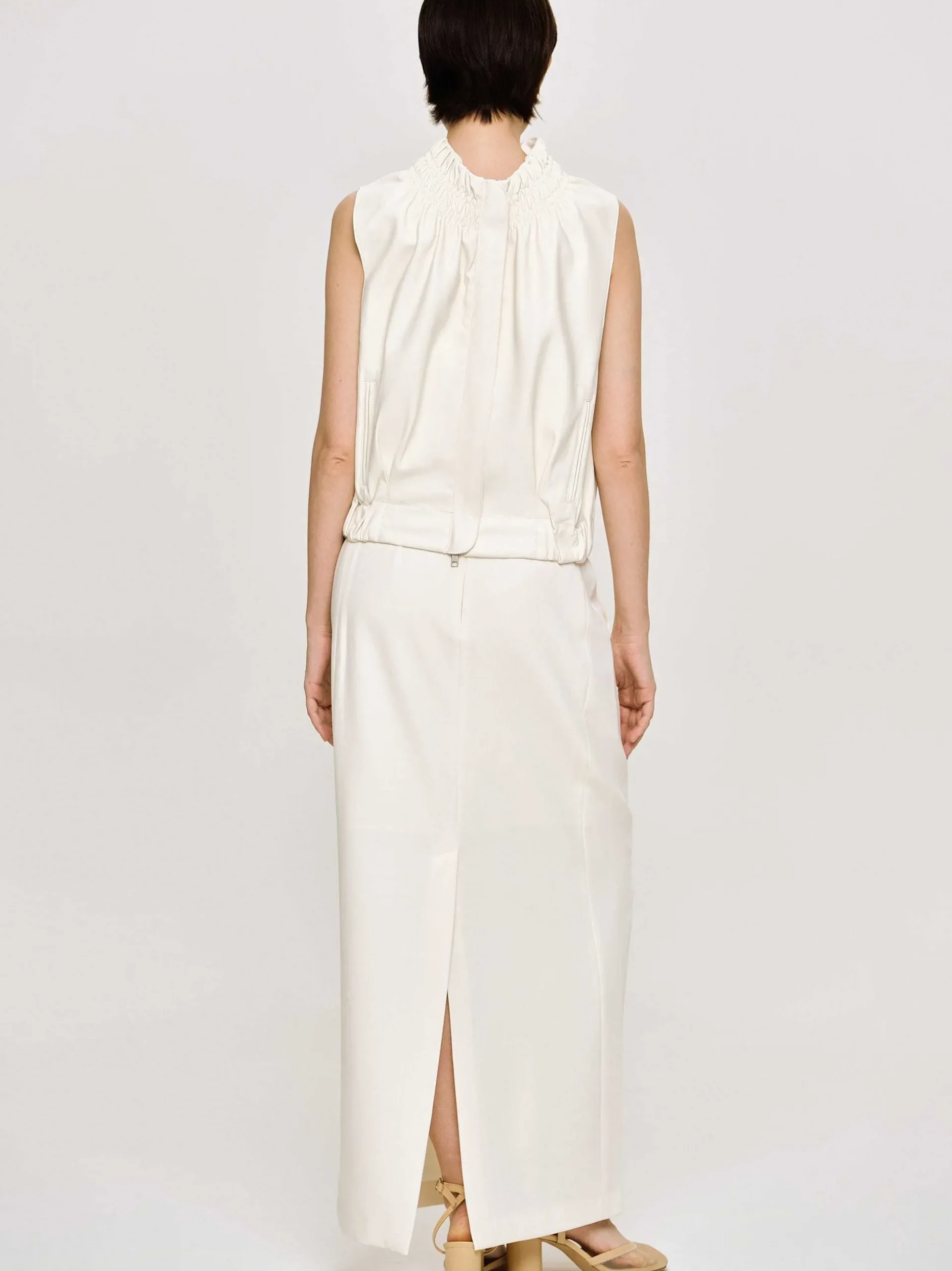 Women Source Unknown Accessories-Sleeveless Leather Top, Ivory
