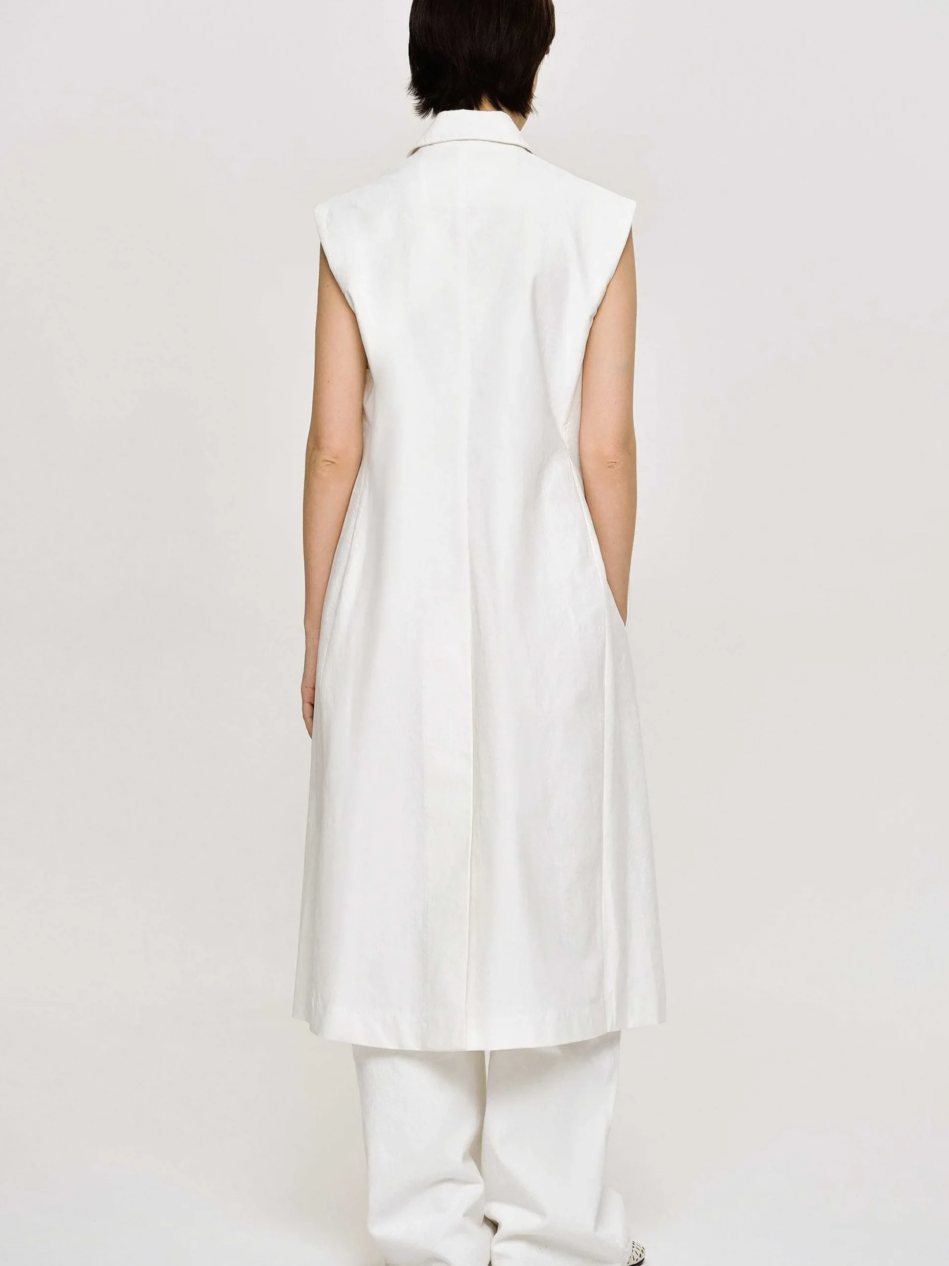 Women Source Unknown Clothing-Sleeveless Long Blazer, White