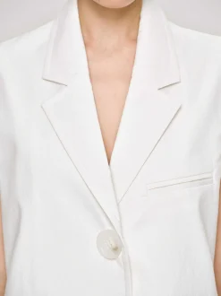 Women Source Unknown Clothing-Sleeveless Long Blazer, White
