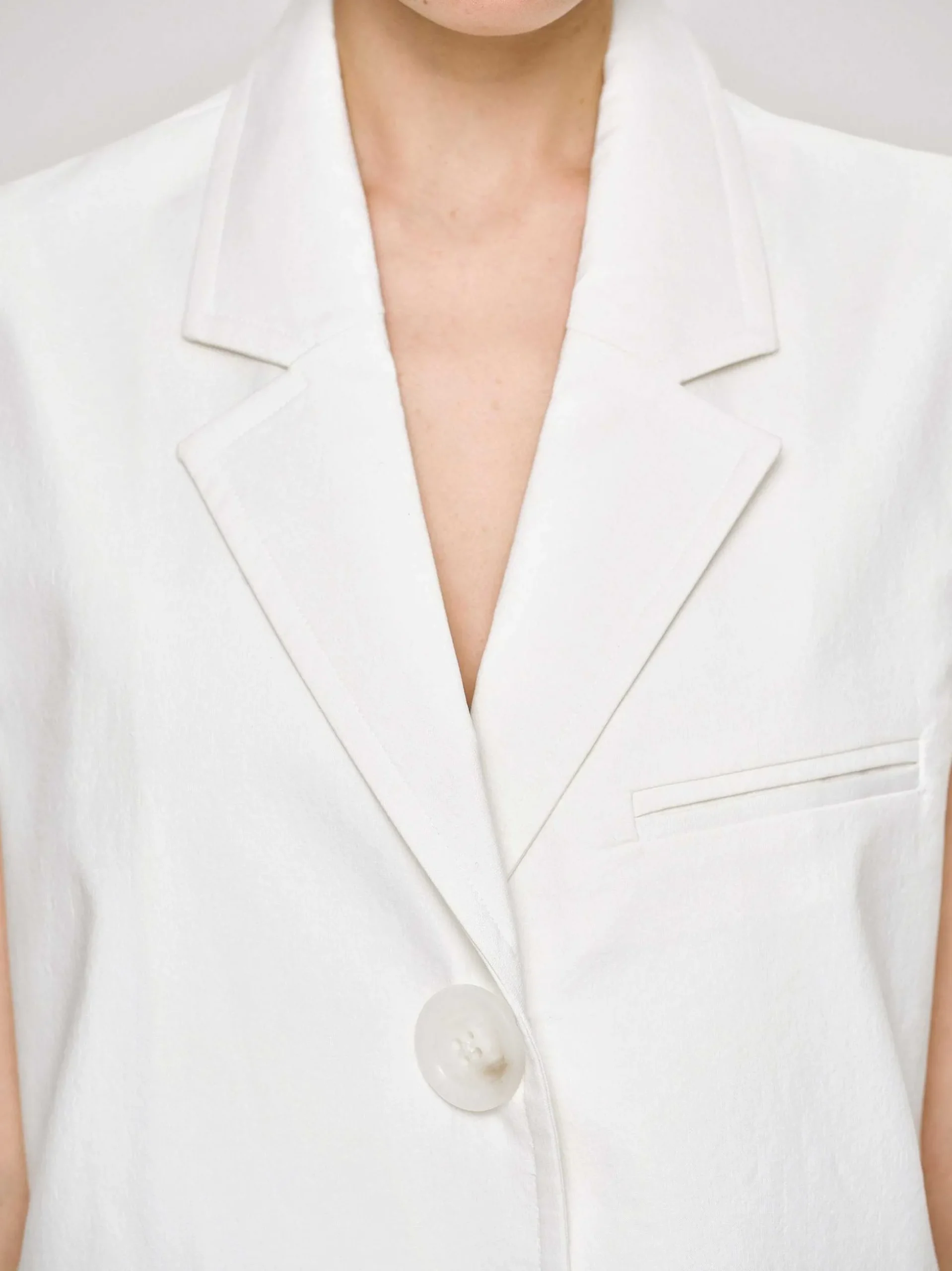 Women Source Unknown Clothing-Sleeveless Long Blazer, White
