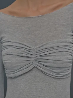 Women Source Unknown Clothing-Slim Bustier Jersey Tee, Mist Grey
