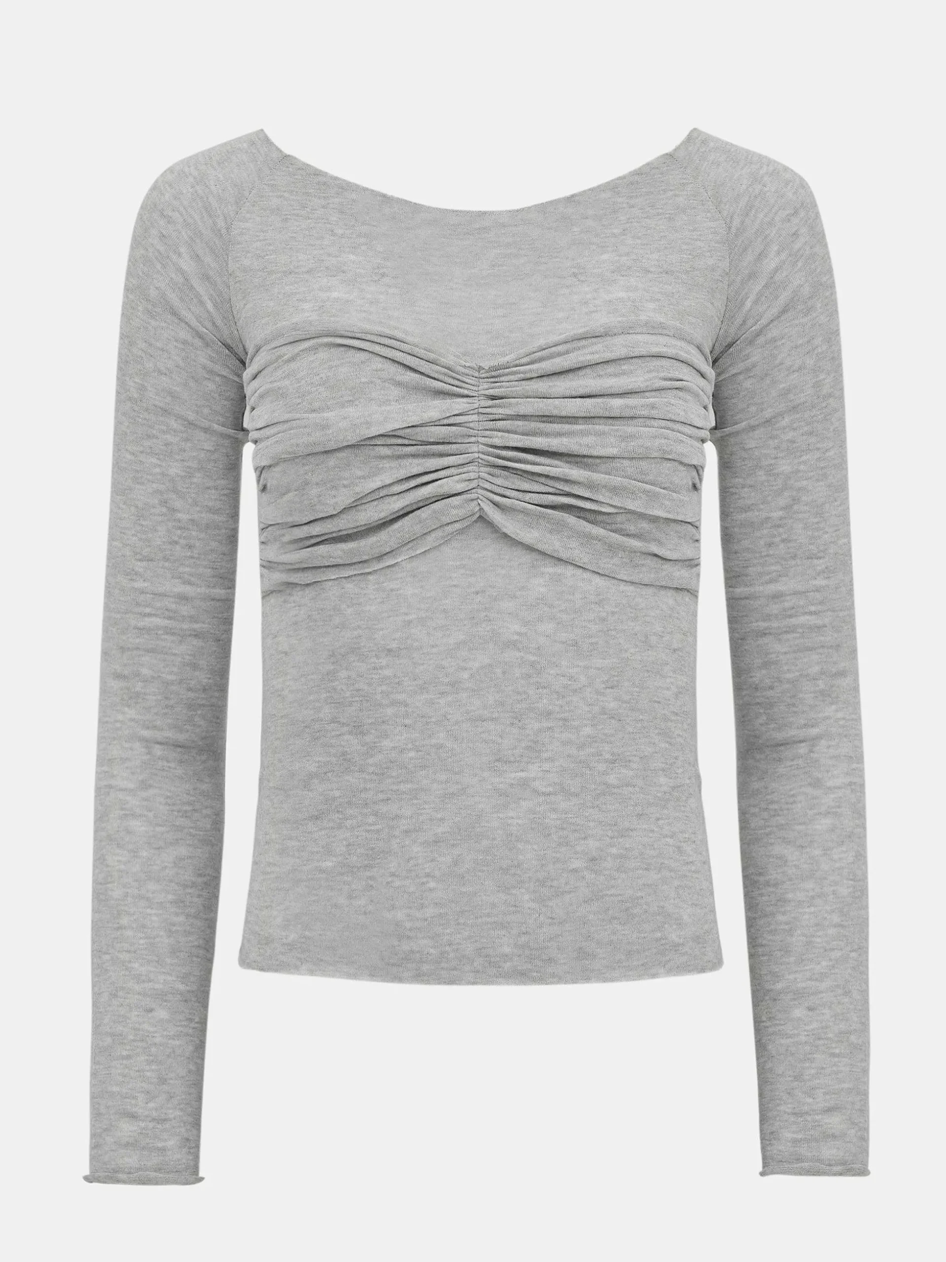 Women Source Unknown Tops-Slim Bustier Jersey Tee, Mist Grey