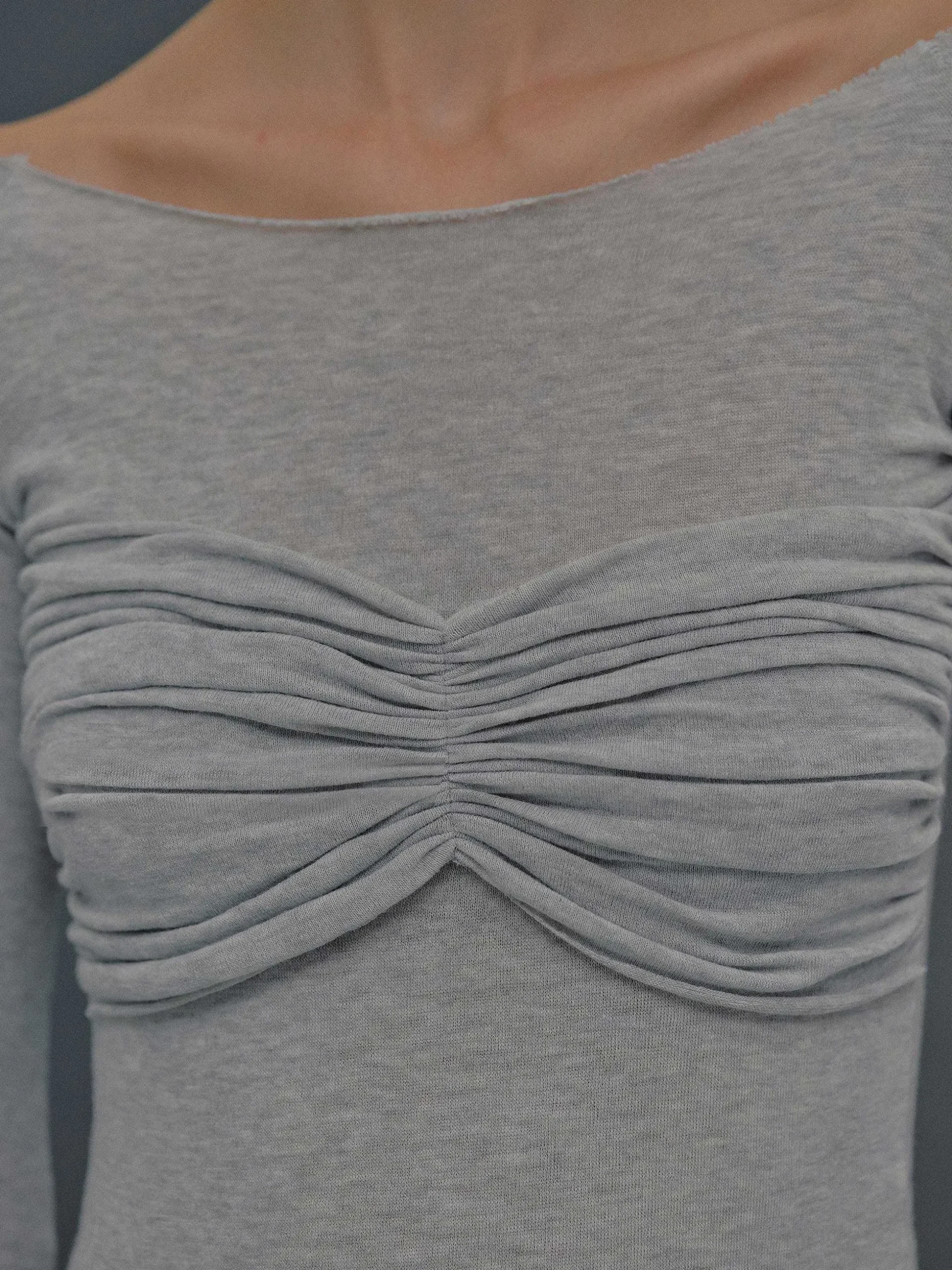 Women Source Unknown Tops-Slim Bustier Jersey Tee, Mist Grey