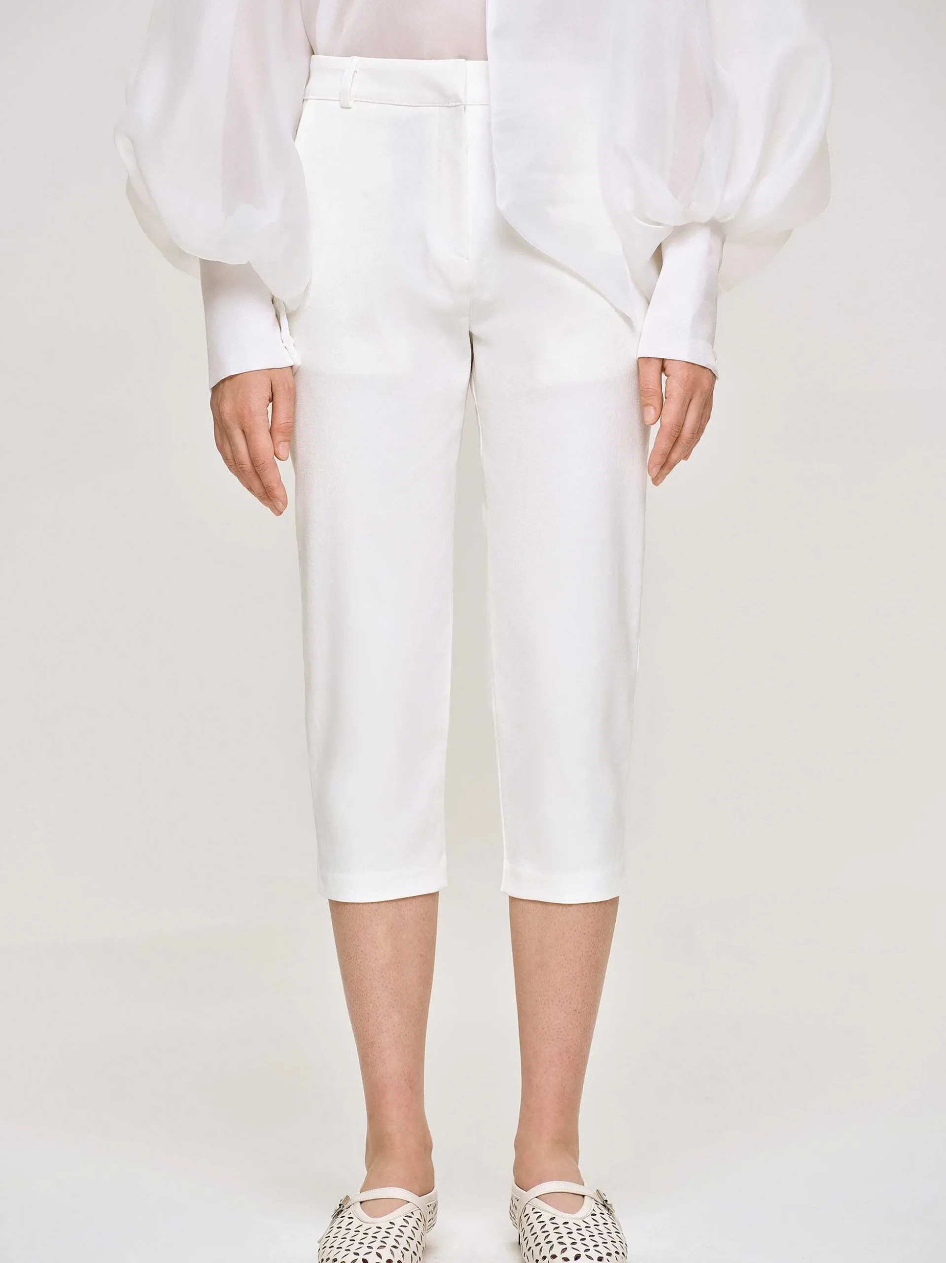 Women Source Unknown Bottoms-Slim Capri Pants, White