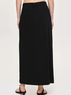Women Source Unknown Clothing-Slit Maxi Skirt, Black