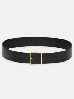 Women Source Unknown Clothing-Square Buckle Belt, Black