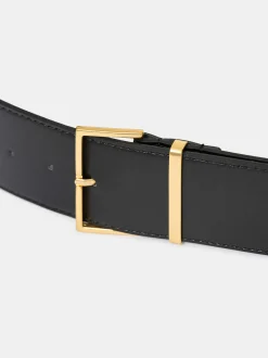 Women Source Unknown Clothing-Square Buckle Belt, Black