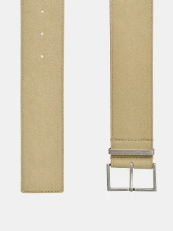Women Source Unknown Accessories-Square Buckle Suede Belt, Nougat
