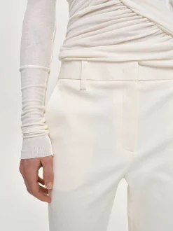 Women Source Unknown Clothing-Straight Crop Cigarette Trousers, Ivory
