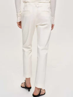 Women Source Unknown Clothing-Straight Crop Cigarette Trousers, Ivory
