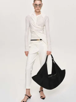Women Source Unknown Bottoms-Straight Crop Cigarette Trousers, Ivory