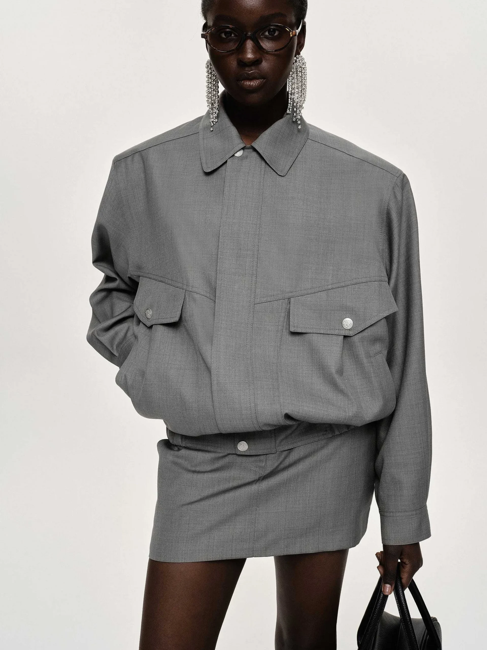 Women Source Unknown Accessories-Suit Bomber Jacket, Dove
