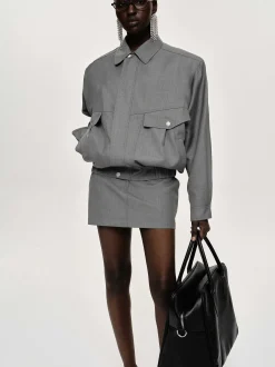 Women Source Unknown Accessories-Suit Bomber Jacket, Dove