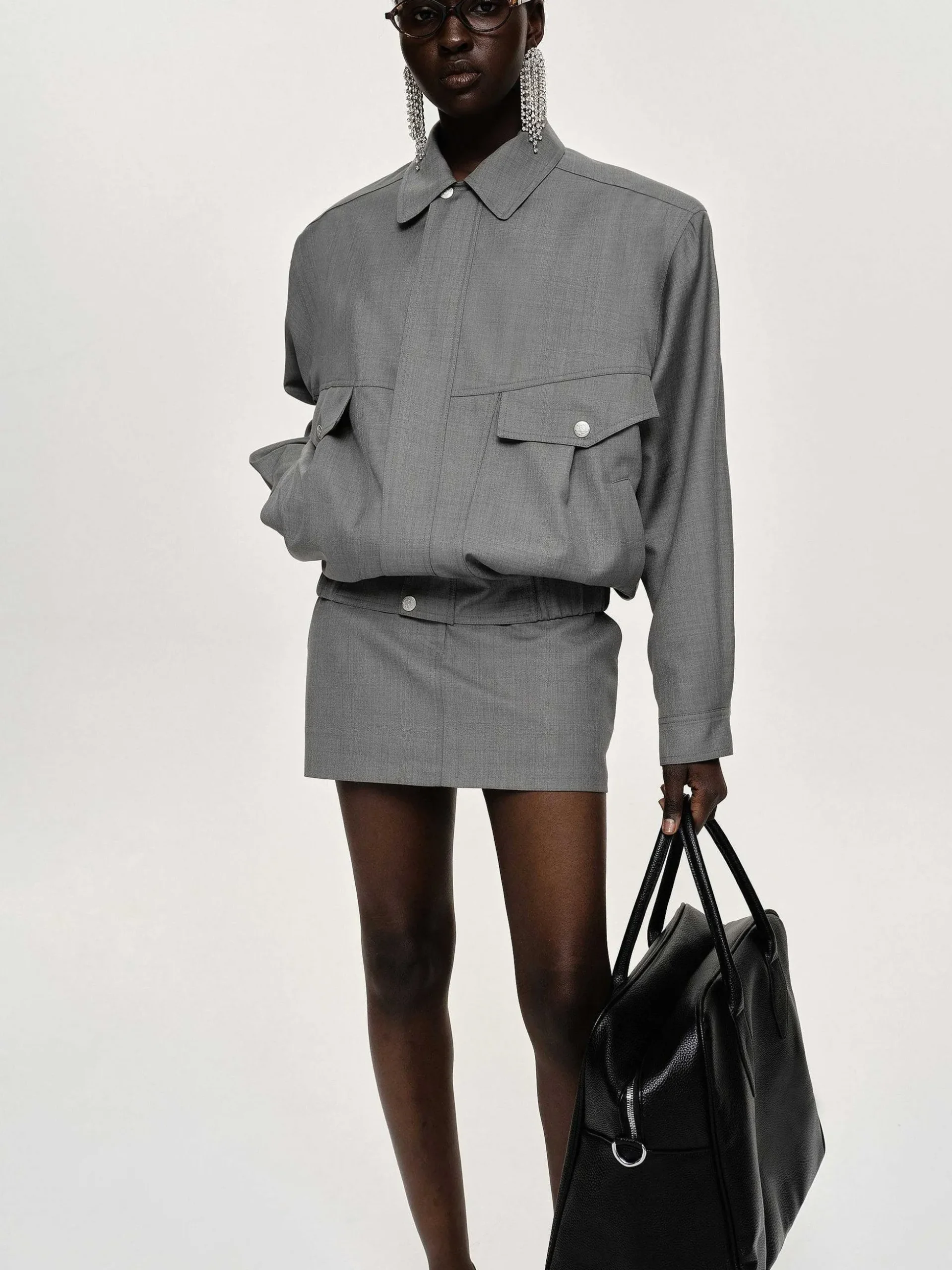 Women Source Unknown Accessories-Suit Bomber Jacket, Dove