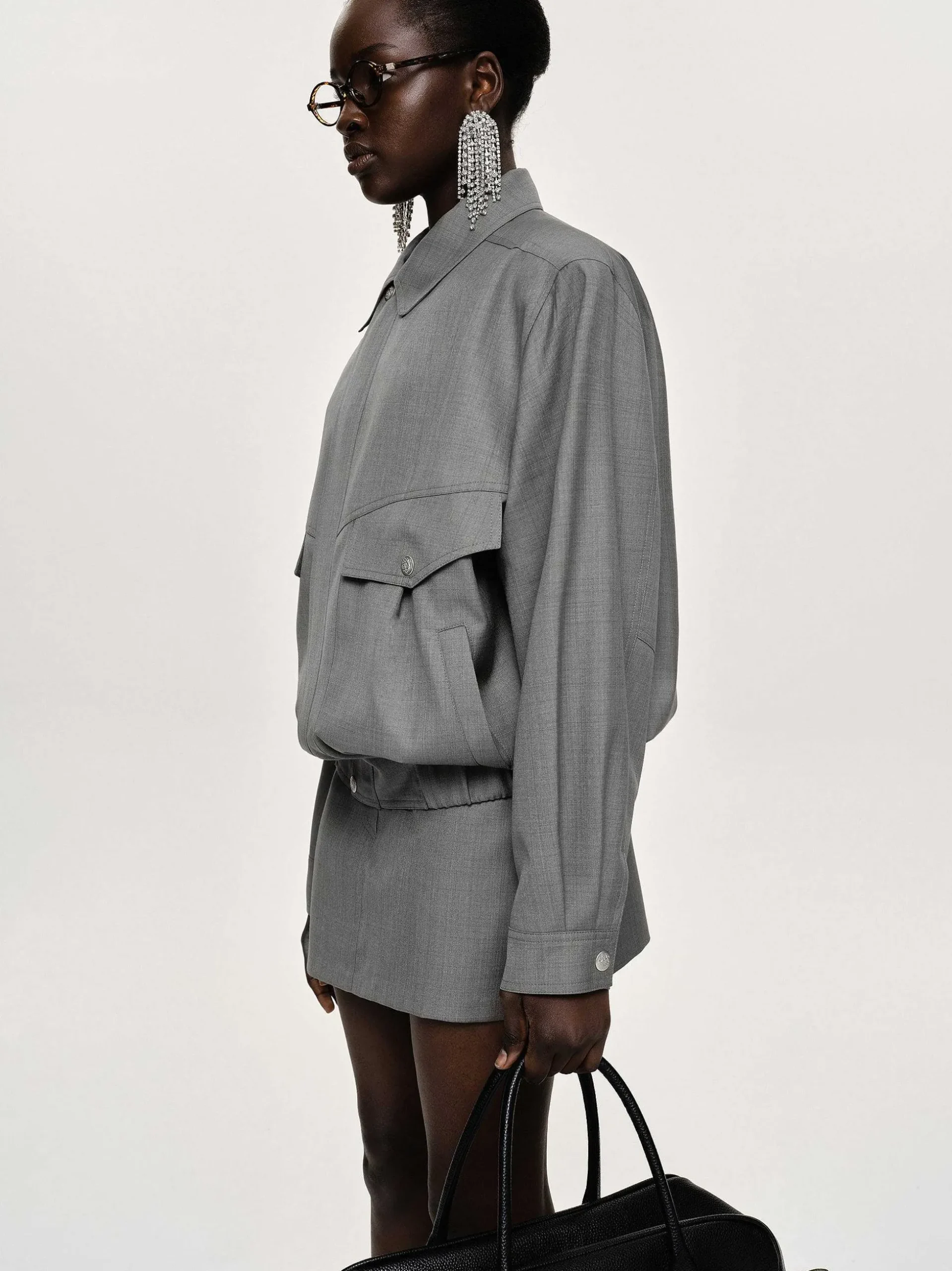 Women Source Unknown Accessories-Suit Bomber Jacket, Dove