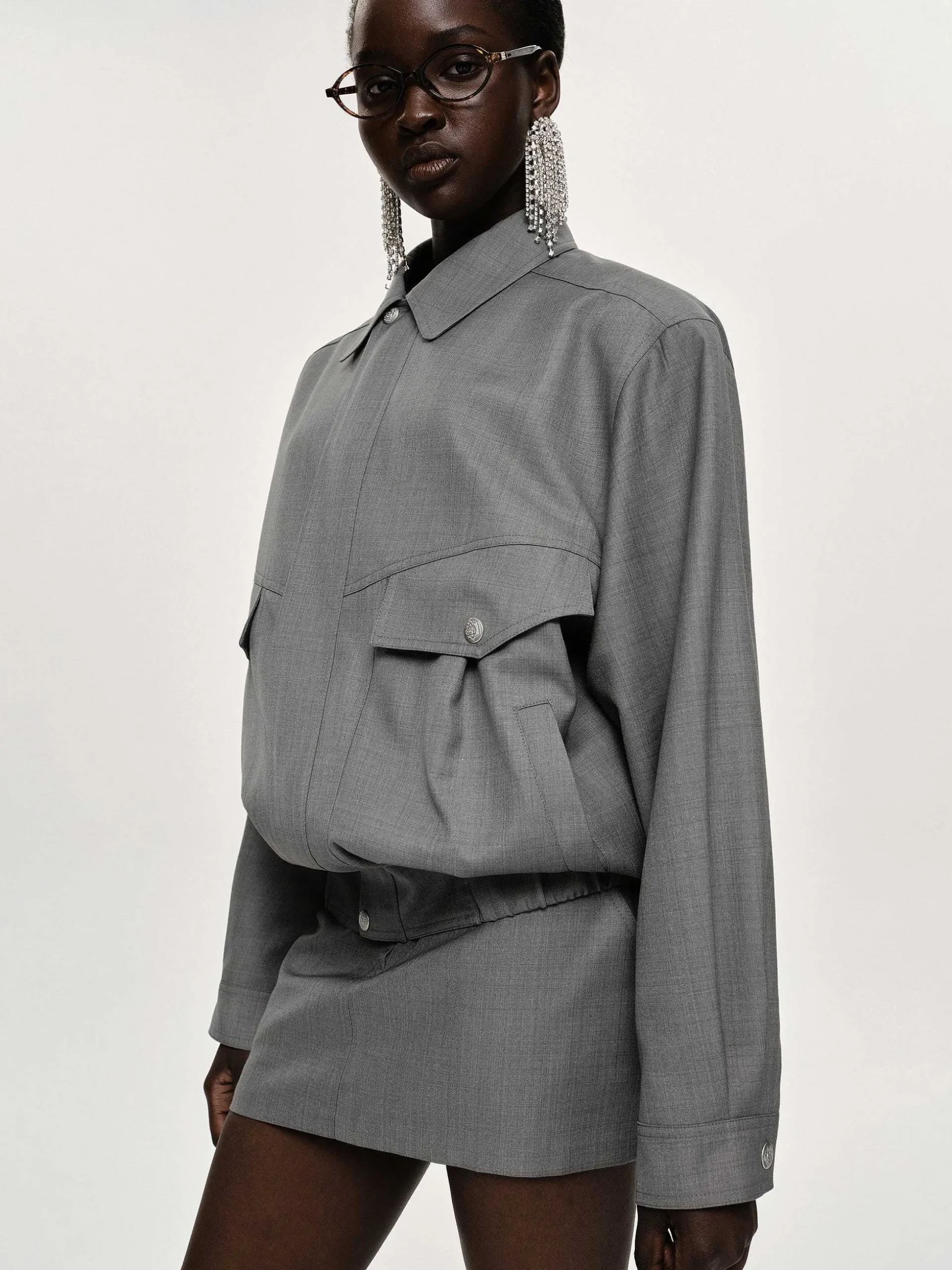 Women Source Unknown Accessories-Suit Bomber Jacket, Dove