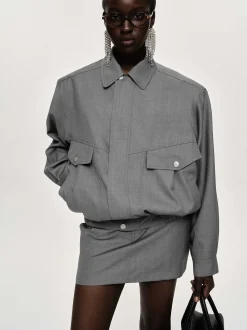 Women Source Unknown Accessories-Suit Bomber Jacket, Dove