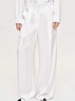 Women Source Unknown Clothing-Taiamo Fluid Satin Trousers, White
