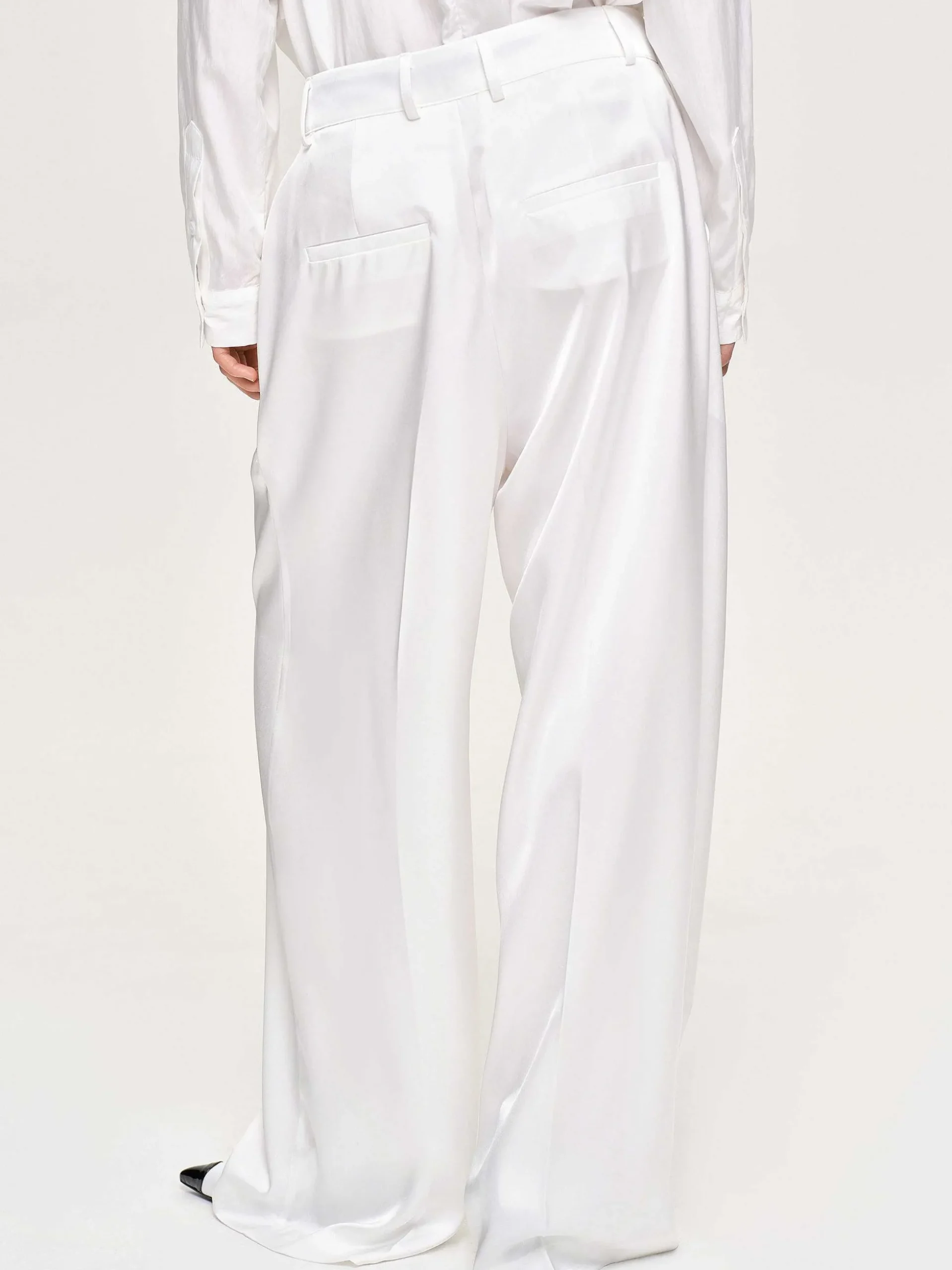 Women Source Unknown Clothing-Taiamo Fluid Satin Trousers, White