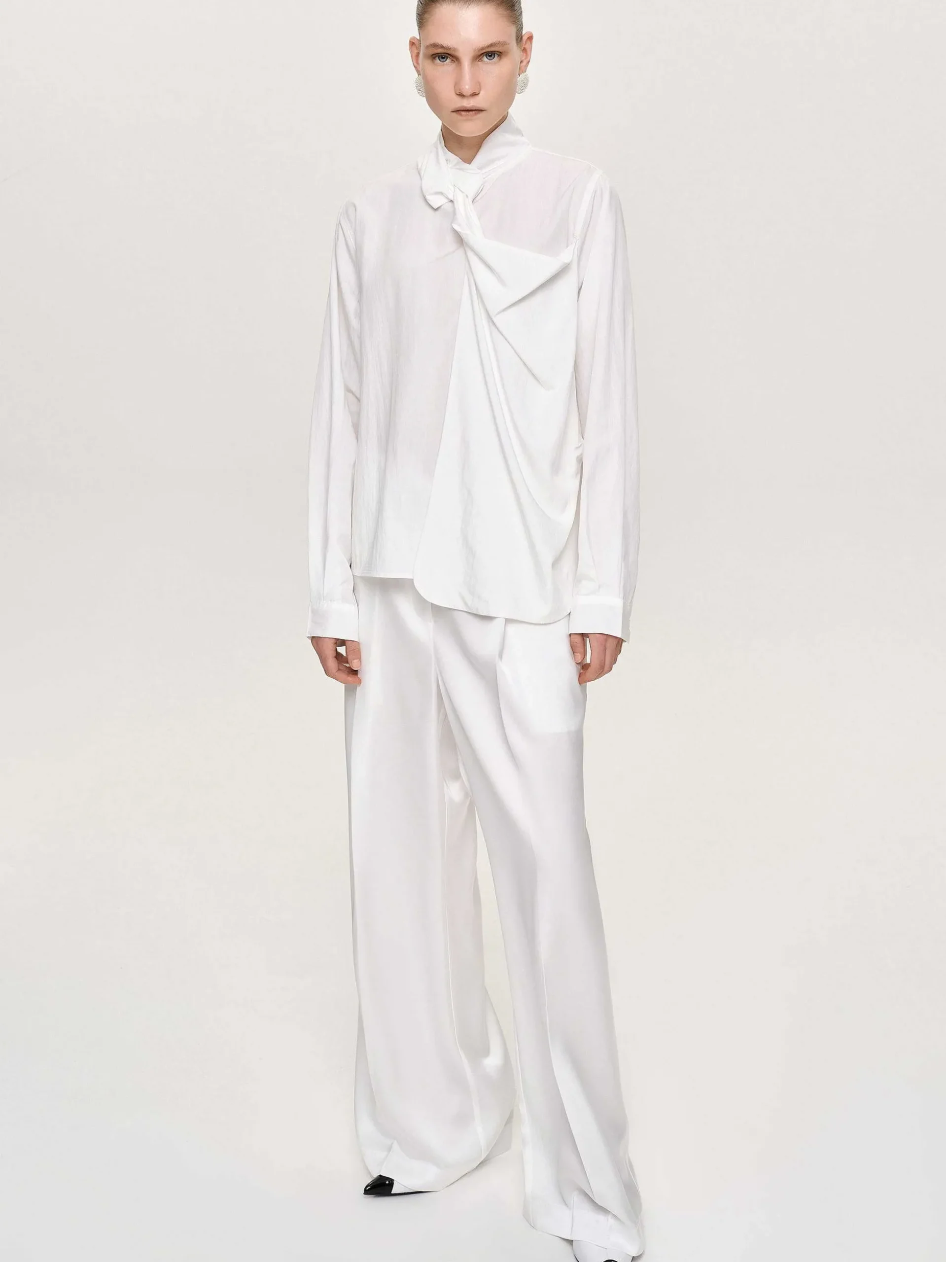 Women Source Unknown Clothing-Taiamo Fluid Satin Trousers, White