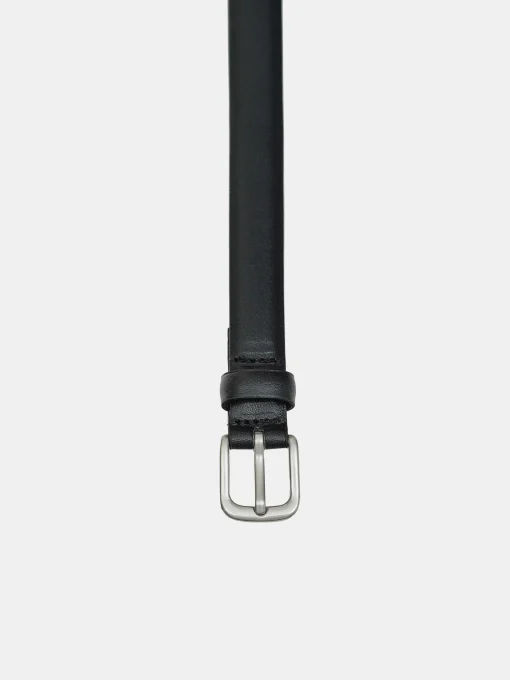 Women Source Unknown Accessories-Thin Leather Belt, Black