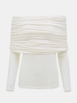 Women Source Unknown Accessories-Tova Off Shoulder Knit, Cream