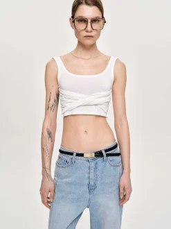 Women Source Unknown Clothing-Twist Tank Top, White