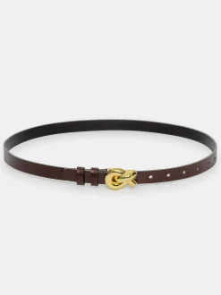 Women Source Unknown Clothing-Twisted Knot Buckle Belt, Brown