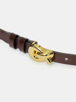 Women Source Unknown Clothing-Twisted Knot Buckle Belt, Brown