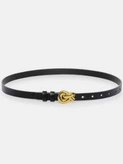 Women Source Unknown Clothing-Twisted Knot Buckle Belt, Black