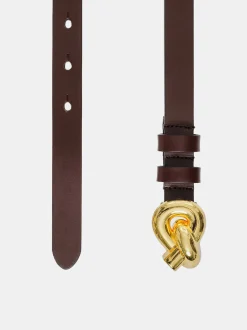 Women Source Unknown Accessories-Twisted Knot Buckle Belt, Brown